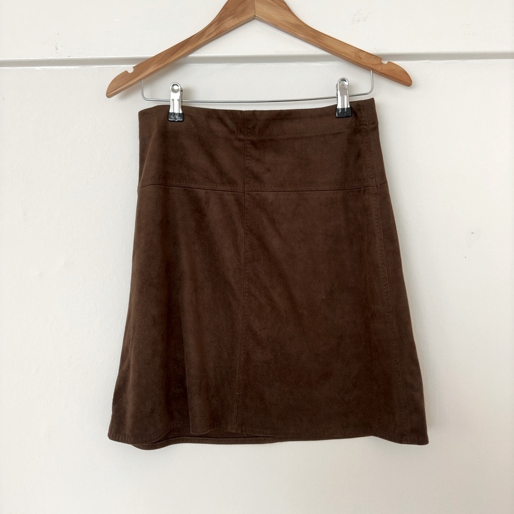 Max Studio Faux Suede A-Line Miniskirt - Size S - Brown